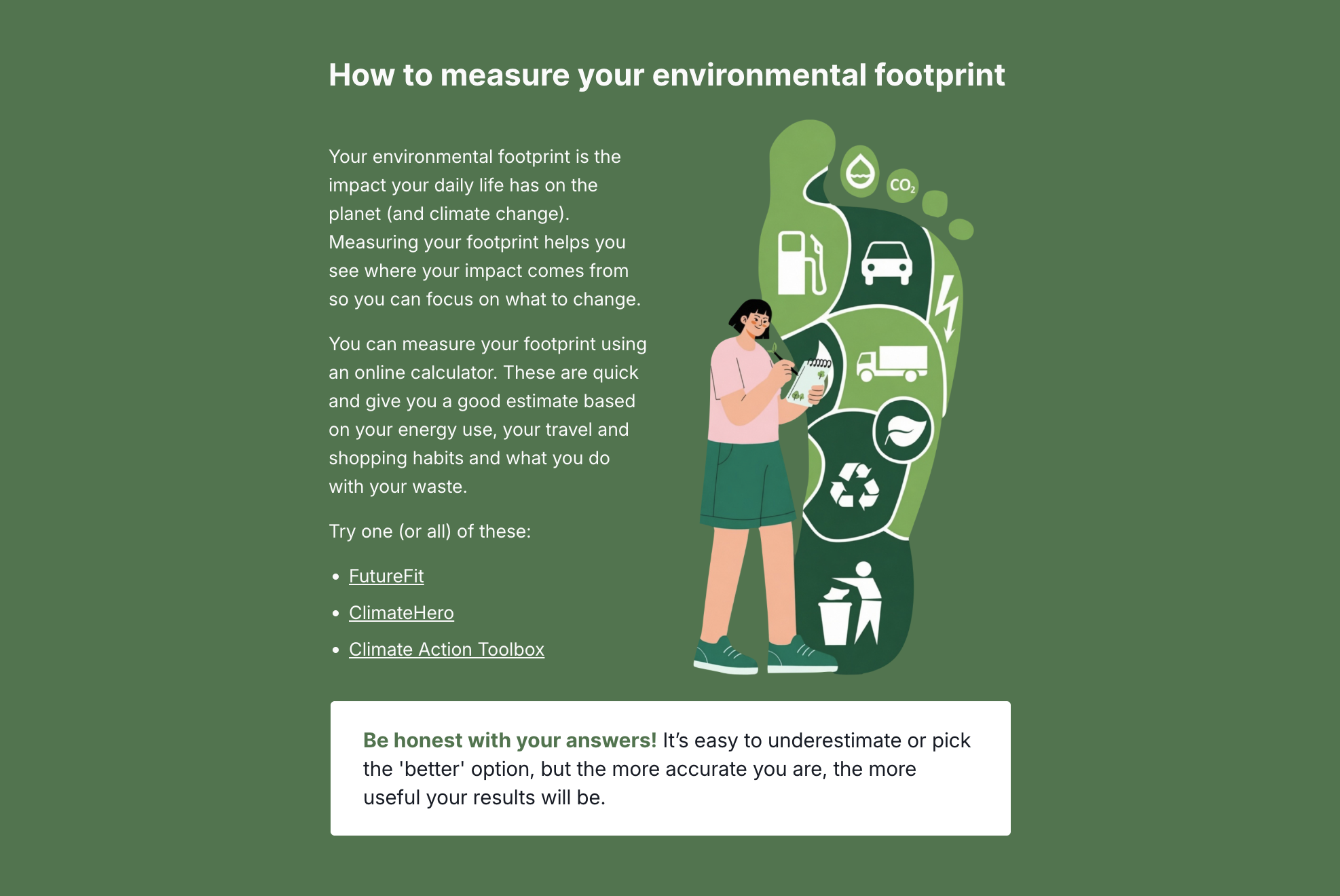 RedSeed course page: How to measure your environmental footprint