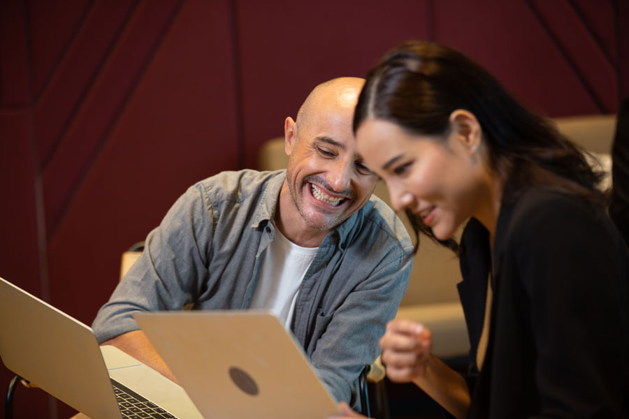 Two colleagues in a coaching conversation